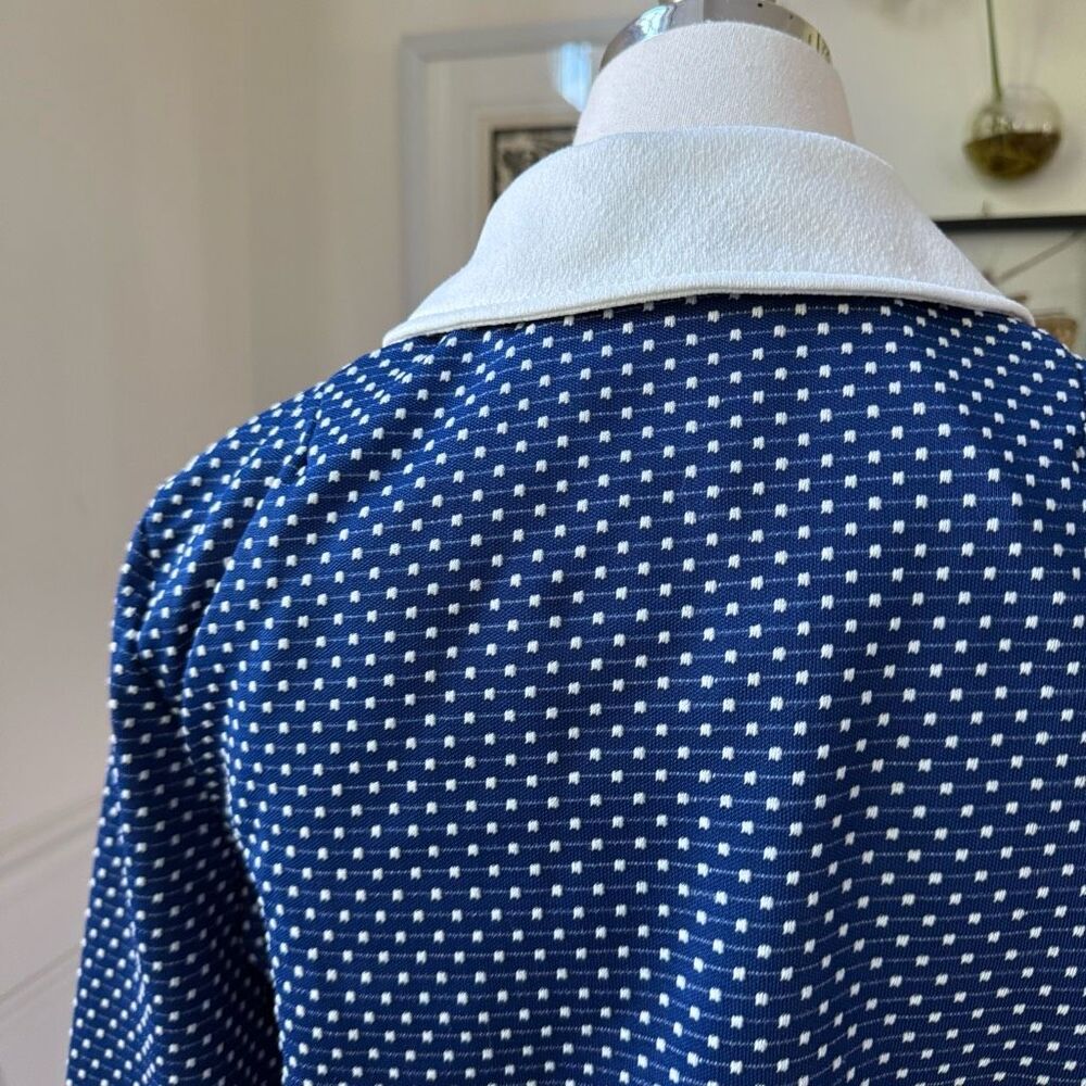 Vintage 70s 2pc Blue White Wide Leg High Rise Pants Crop Top S M 4 6 - Picture 5 of 16